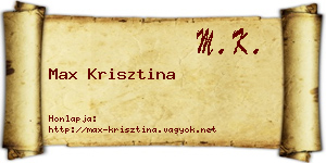 Max Krisztina névjegykártya